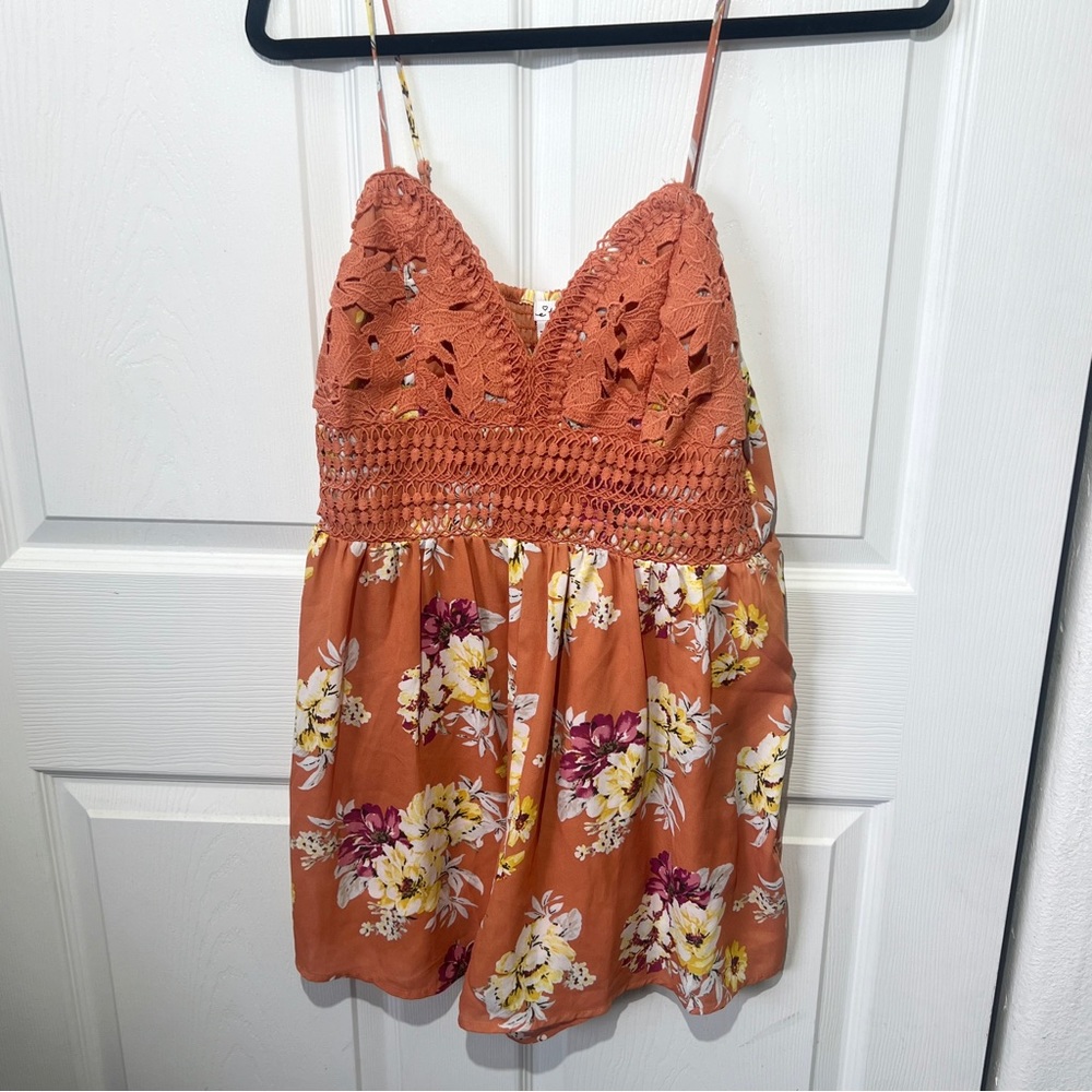 Peach flower romper